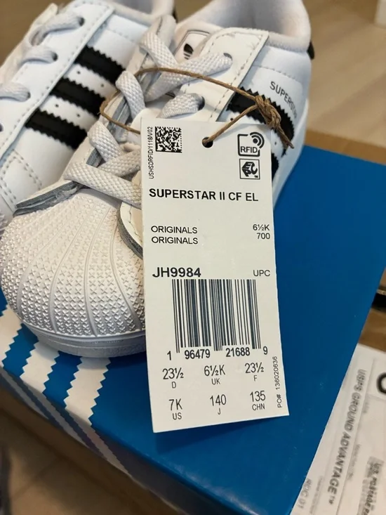 Adidas Kids' White & Black Superstar Sneakers with Side Strap - Picture 2 of 10